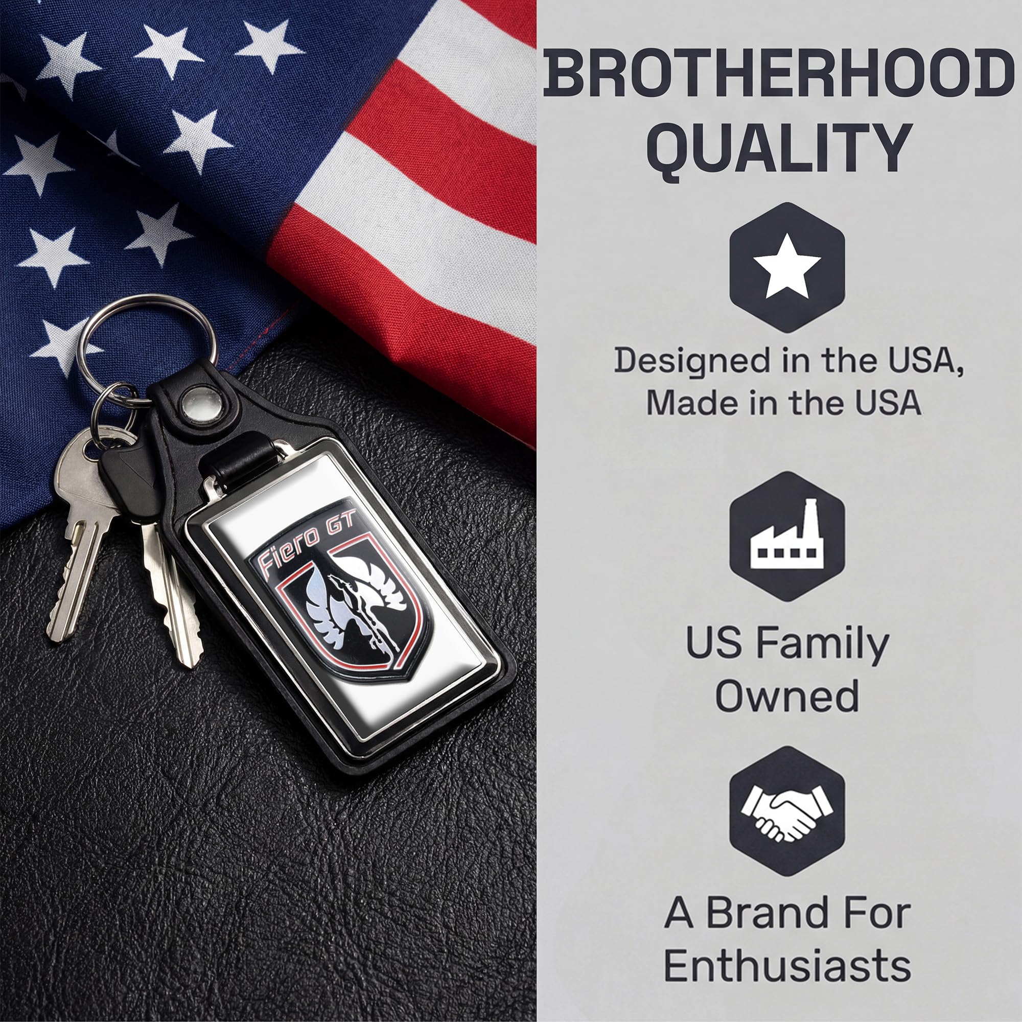 Brotherhood 1986 Compatible with Fiero GT Emblem Design Keychain Key Holder Key Ring - Image 7