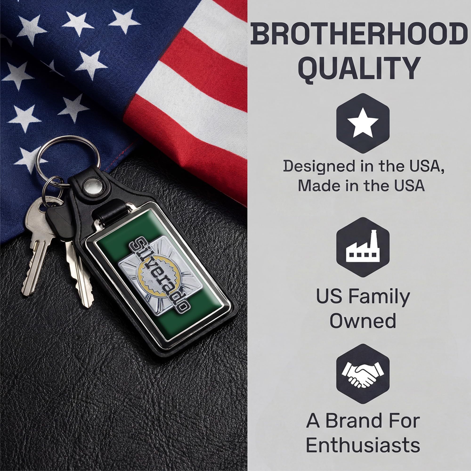 Brotherhood Car Key Chain for Silverado - Classic Models Keychain for Men and Women Gift Key Ring - Image 8