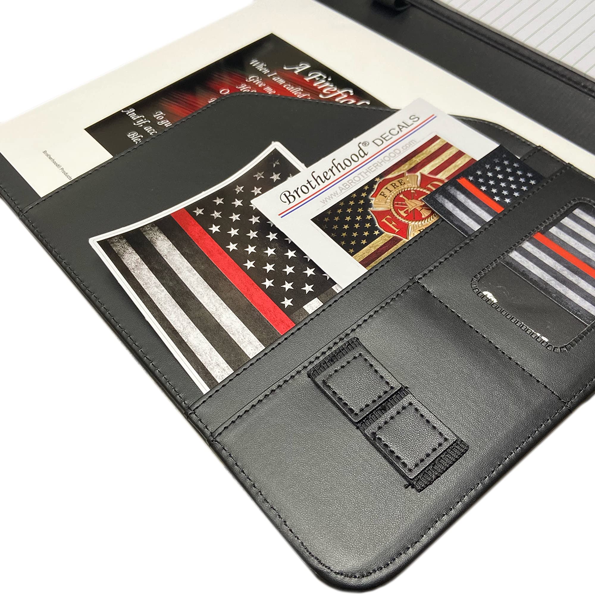 Compatible with Barling Arkansas Fire Departments Firefighter Thin Red Line Firefighters Portfolio Padfolio Organizer Firefighter Prayer Print Thin Red Line American Flag Maltese Cross Decal Pack of 1 - Image 3