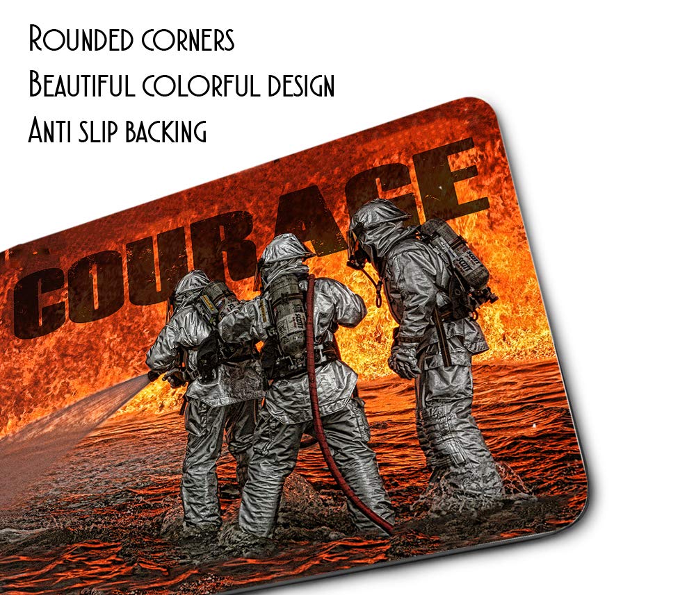 Fireman Firefighter Fighting Fire Courage Design Thin Rubber Backed Square Mouse Pads for Gaming Computer Laptops Notebooks Desks - Image 2