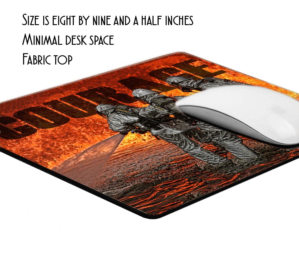 Fireman Firefighter Fighting Fire Courage Design Thin Rubber Backed Square Mouse Pads for Gaming Computer Laptops Notebooks Desks - Image 3