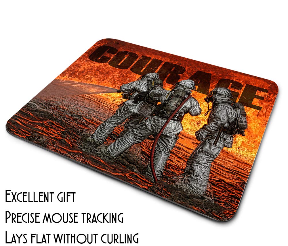 Fireman Firefighter Fighting Fire Courage Design Thin Rubber Backed Square Mouse Pads for Gaming Computer Laptops Notebooks Desks - Image 4