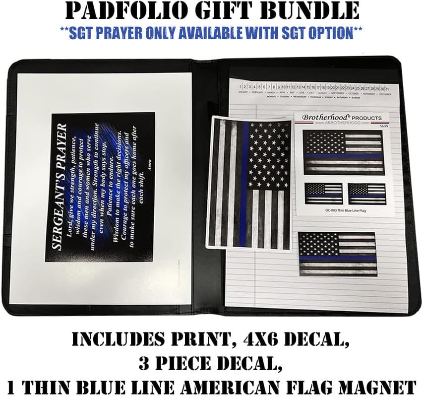 Thin Blue Line Police Sergeant Memo Pad Holder - Padfolio Sergeant's Prayer Print American Flag Magnet and Decals - Image 5