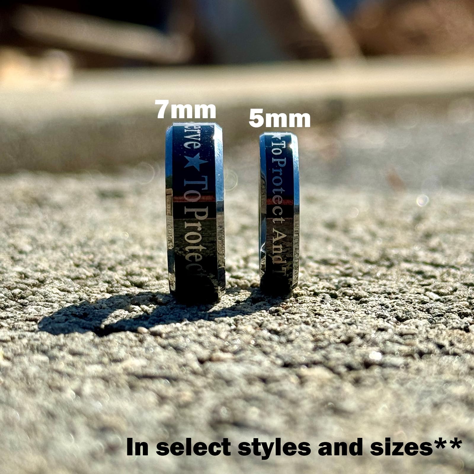 Thin Blue Line Ring for Men - Tungsten Ring with Silicon Blue Line Work Ring - Promise Ring for Him Tungsten Wedding Ring - Police Sheriff Law Enforcement Gifts for Him - Mens Wedding Bands Tungsten - Image 3