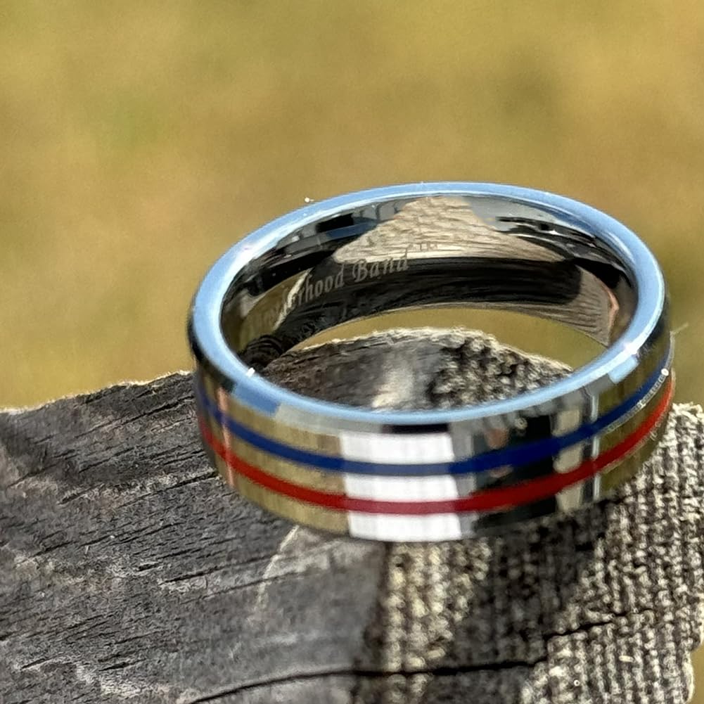 Thin Blue Line Ring for Men - Tungsten Ring with Silicon Blue Line Work Ring - Promise Ring for Him Tungsten Wedding Ring - Police Sheriff Law Enforcement Gifts for Him - Mens Wedding Bands Tungsten - Image 4