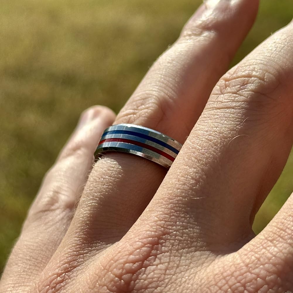 Thin Blue Line Ring for Men - Tungsten Ring with Silicon Blue Line Work Ring - Promise Ring for Him Tungsten Wedding Ring - Police Sheriff Law Enforcement Gifts for Him - Mens Wedding Bands Tungsten - Image 7