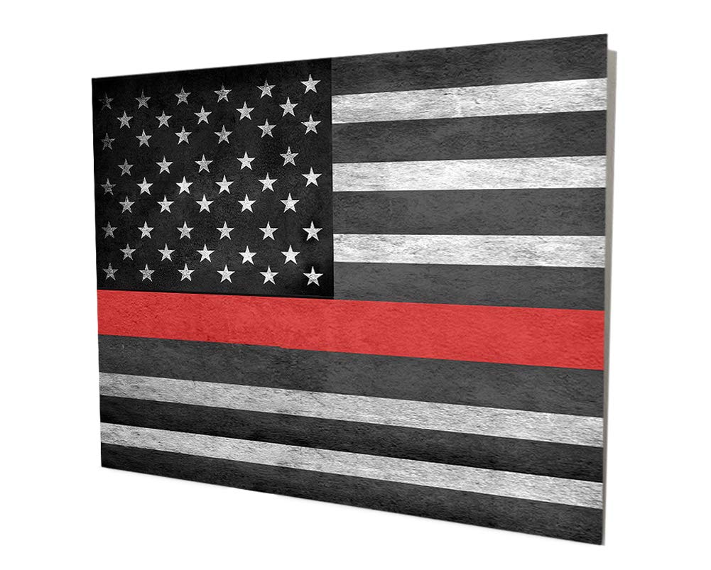 Thin Red Line American Flag Black and White Red Firefighter Gift Vintage Reproduction Vintage Style Metal Signs Metal Tin Aluminum Sign Garage Home Decor 8x10"